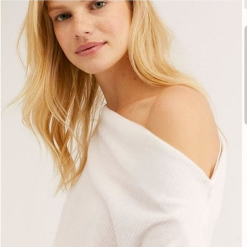 Free People White Main Squeeze Hacci Shirt S/M NWT - Picture 7 of 9